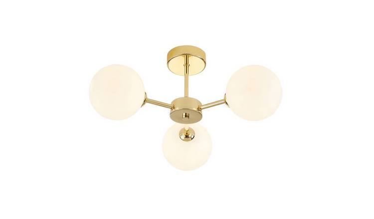 Happy Homewares Chic Polished Gold with Opal White Globe Ceiling Light - 44cm