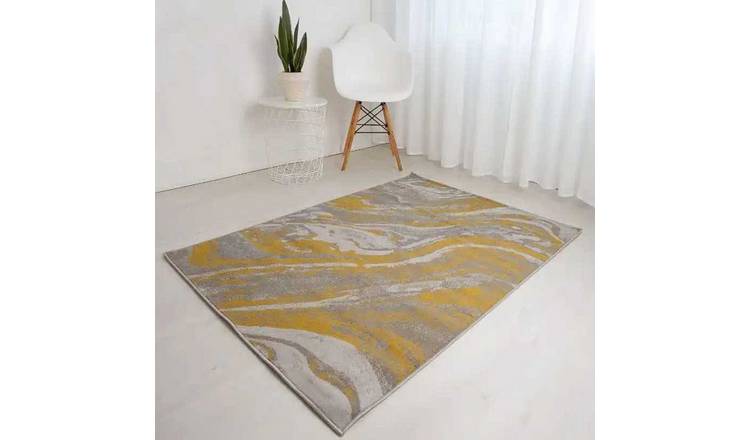 Mega Flooring Yellow Modern Abstract Rug - 80 x 150cm
