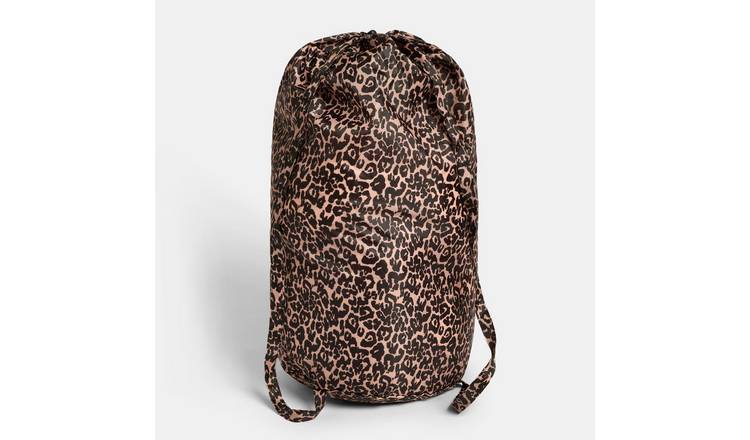 OHS Leopard Print Backpack Laundry Bag - Natural