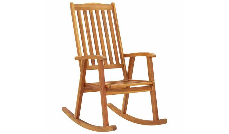 Walplus Solid Acacia Wood Rocking Chair - Brown - 57 x 100 x 117 cm