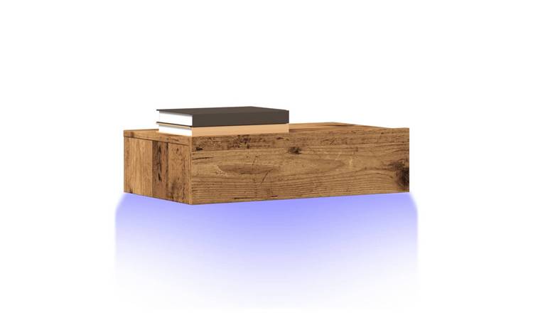 Walplus Engineered Wood LED TV Cabinet - Old wood - 60 x 35 x 15.5 cm