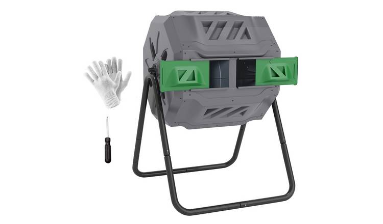 Outsunny 160L 360° Rotating Tumbling Composter Bin - Grey