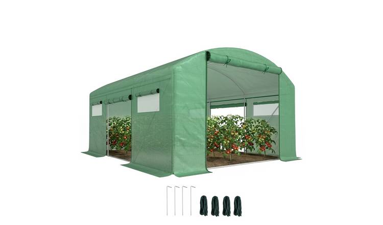 Outsunny Steel Garden Walk-in Tunnel Greenhouse - Green