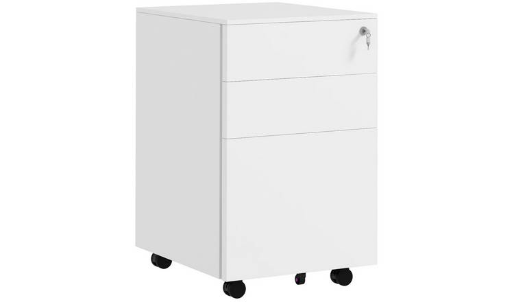 Vinsetto 3 Drawer Vertical Steel Mobile Filing Cabinet - White