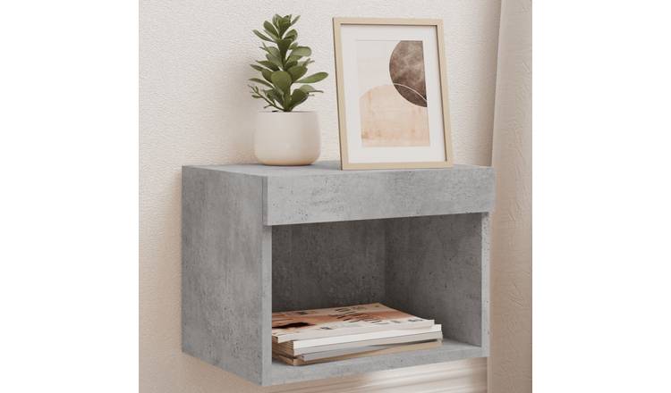 Walplus Pack of 2 LED Bedside Cabinet - Stone Grey - 40 x 30 x 30 cm