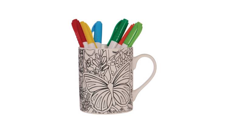 Orsina Butterflies Colour-In Mug – Black and White
