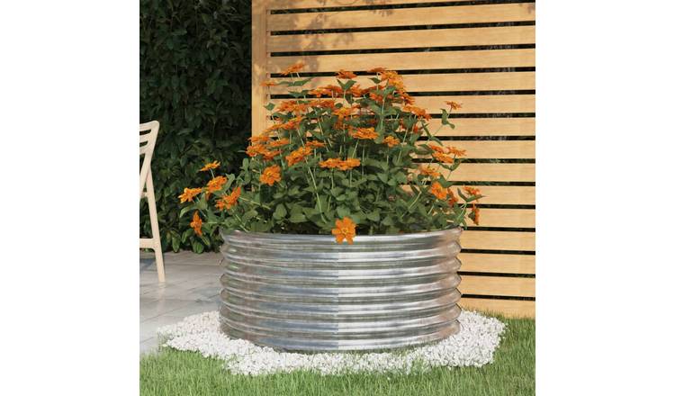 Walplus Galvanised Steel Garden Planter - Silver - 80 x 36 cm