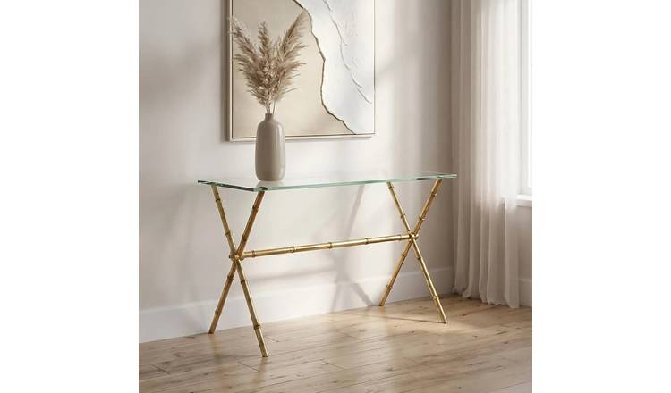 Orsina Monroe Bamboo-Style Steel Frame Console Table - Gold