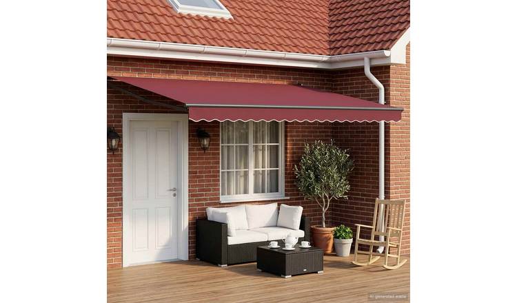 Walplus Electric Aluminium Awning - Burgundy and Anthracite - 400 x 300 cm