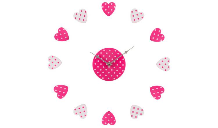 Orsina Verdian Heart DIY Wall Clock - White and Pink