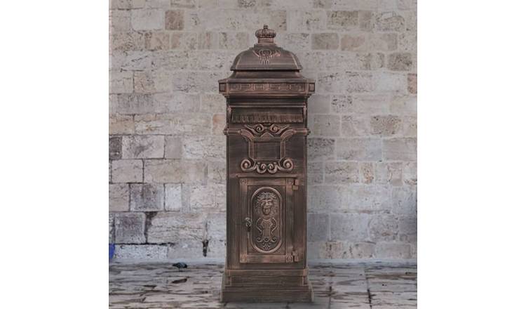 Walplus Pillar Letterbox Vintage Style Rustproof - Brown - 35.5 x 32 x 102.5 cm