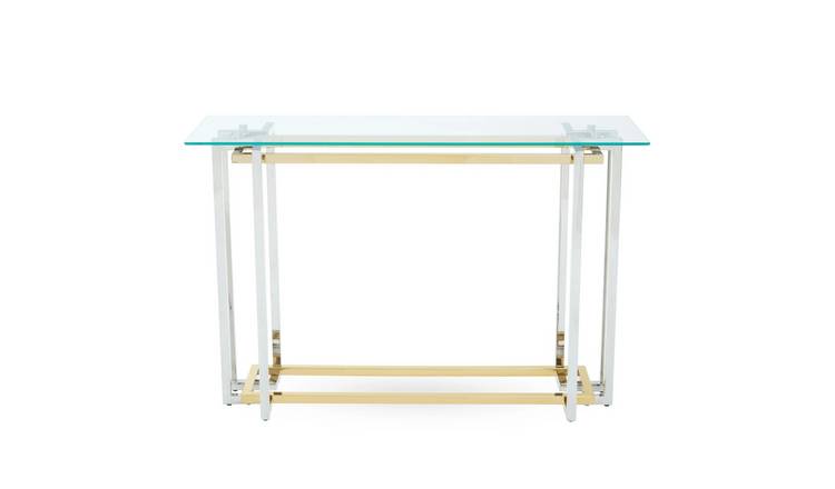 Orsina Elino Tempered Glass Top Console Table – Gold