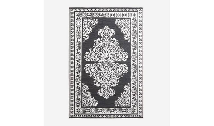 Homescapes Motif Waterproof Outdoor Rug Black and White -  120 x 186 cm