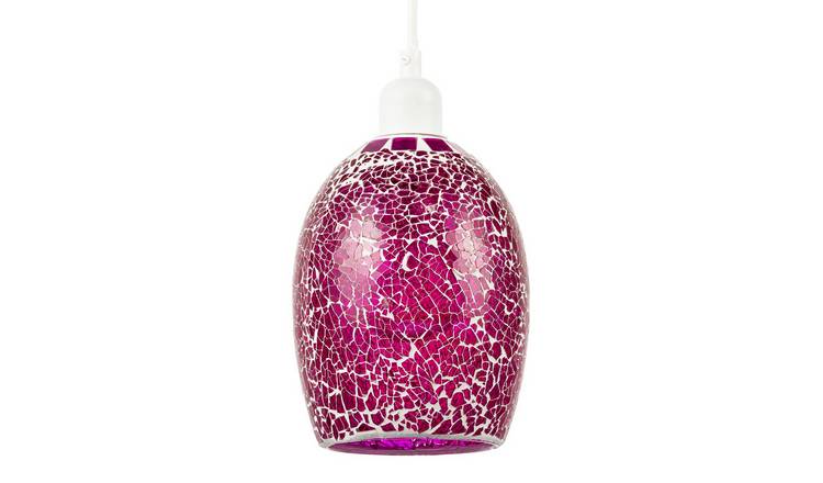 Happy Homewares Purple Crackle Mosaic Glass in Strong Pendant Shade - 14cm