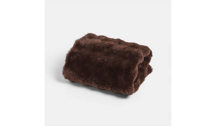 OHS Luxe Bubble Faux Fur Blanket Throw - 125 x 150cm - Brown