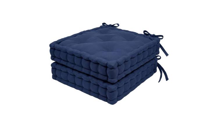 Harbour Housewares Square Seat Pads - 40 x 40cm - Navy - Pack of 2