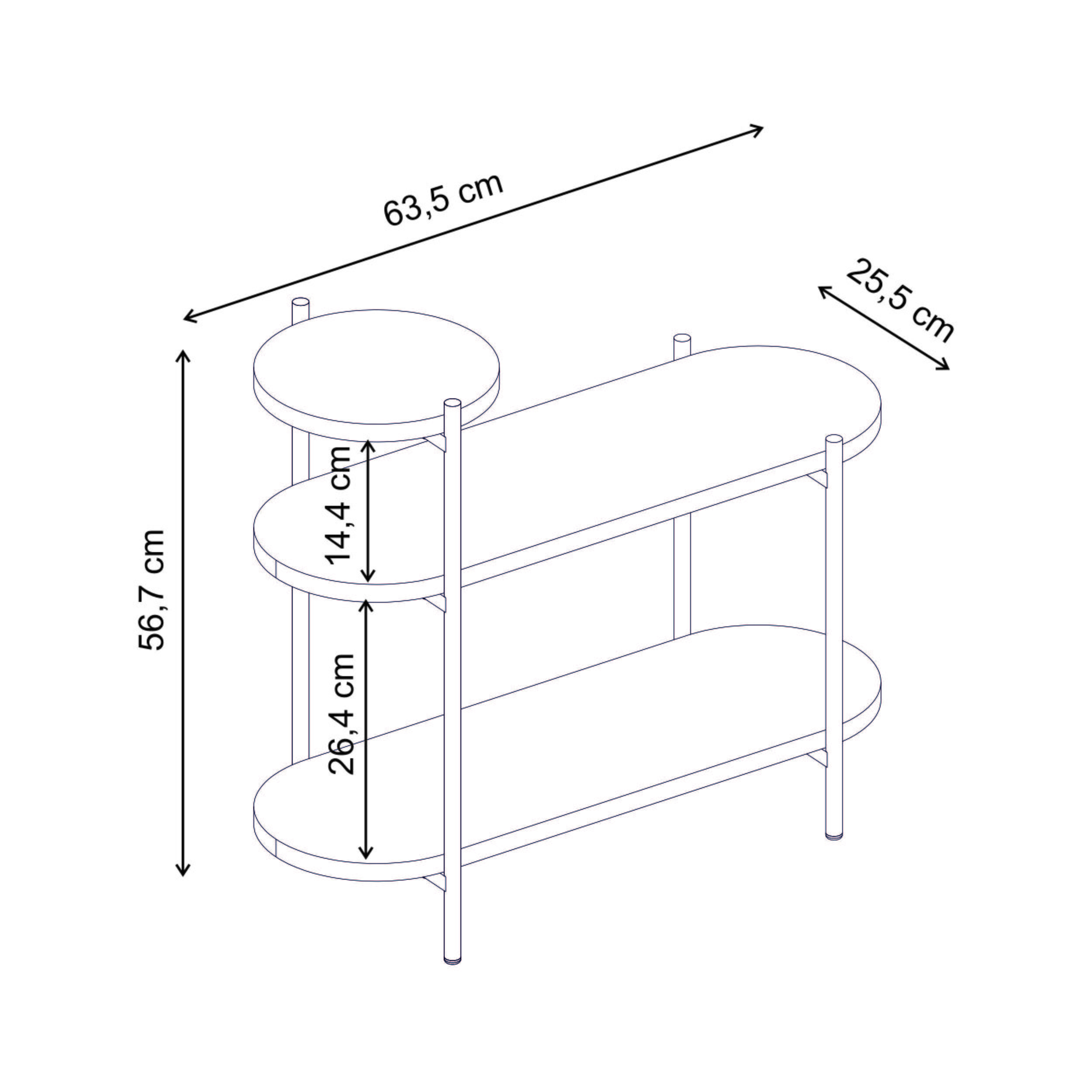 Decortie Somo 3 Tier Side Table - Black Wood Effect - Image 7
