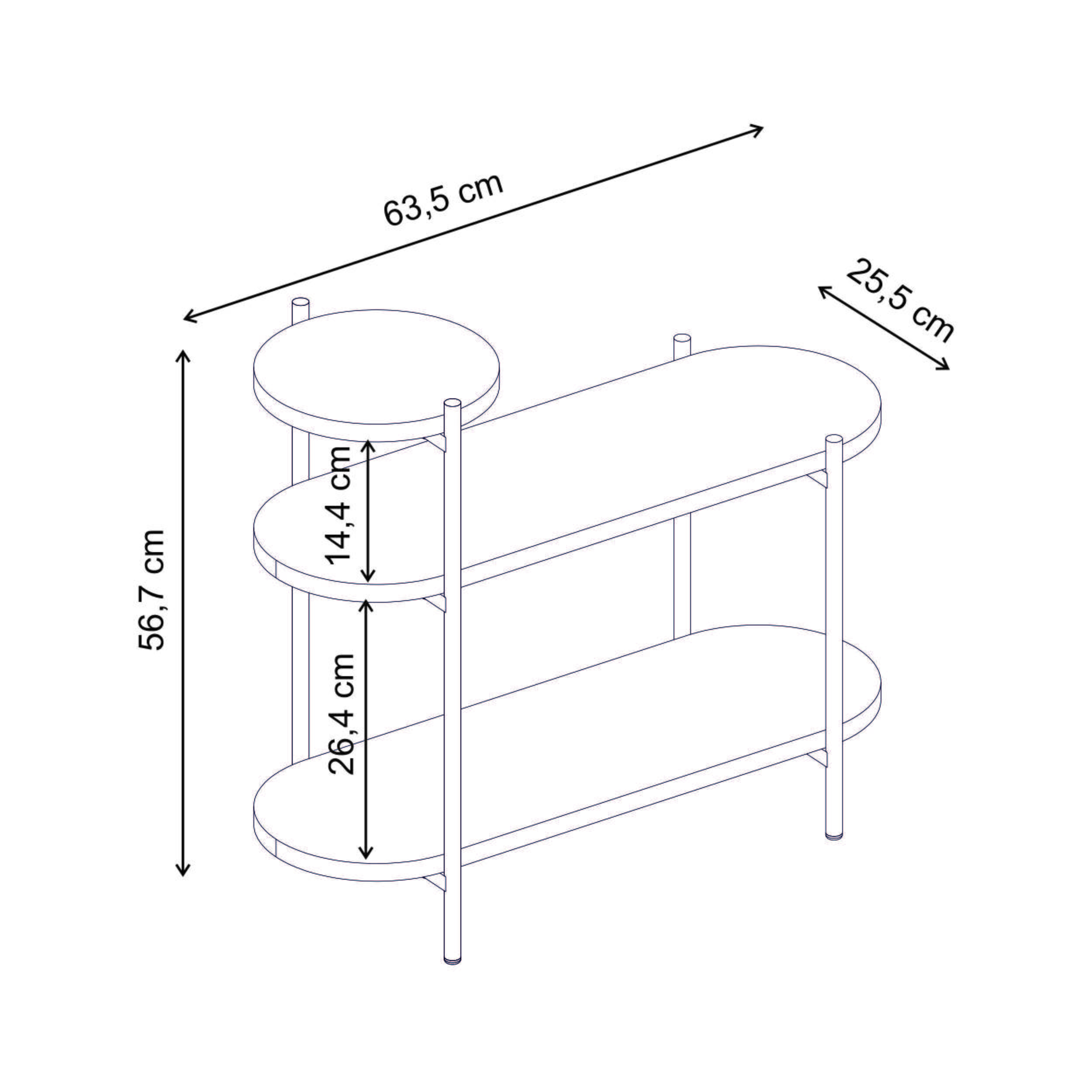 Decortie Somo 3 Tier Side Table - Black Wood Effect - Image 7