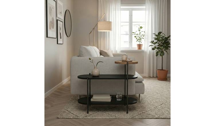 Decortie Somo 3 Tier Side Table - Black Wood Effect