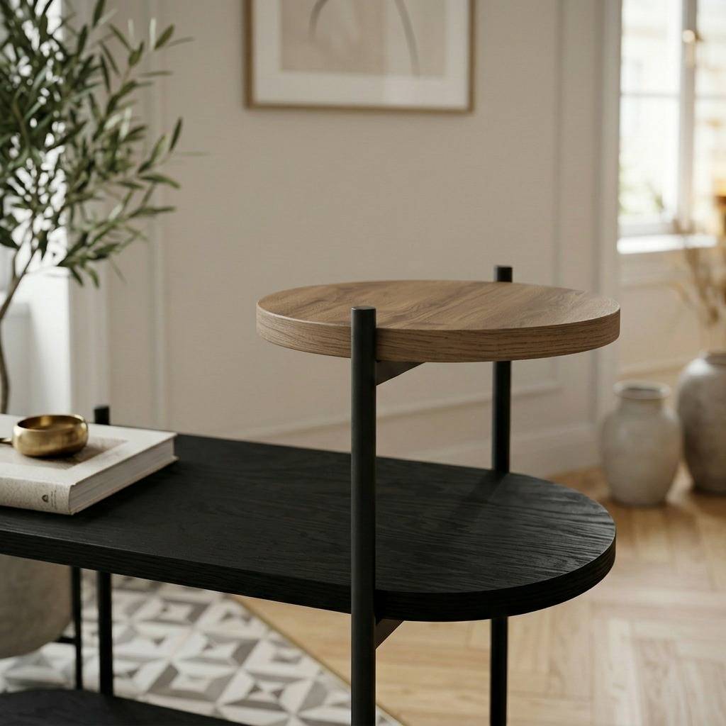Decortie Somo 3 Tier Side Table - Black Wood Effect - Image 4