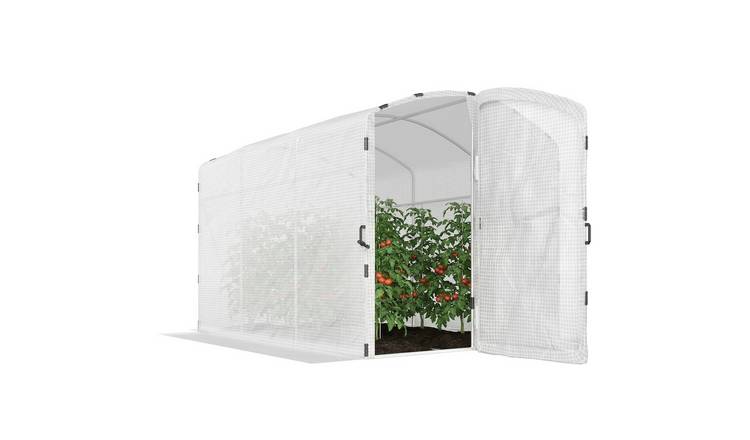 Outsunny Galvanised Steel UV Resistant Tunnel Greenhouse - White