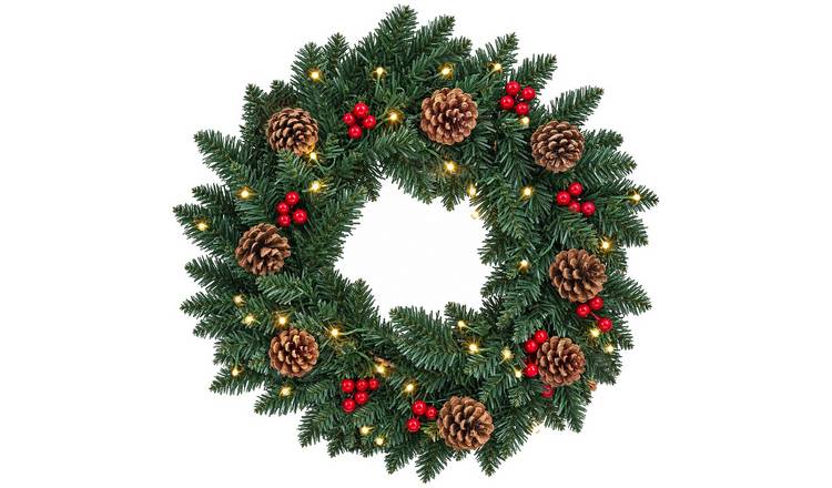 My Christmas Pre-Lit Christmas Wreath with LED Lights 45cm - Green