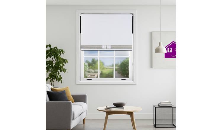Furnished White Blackout Roller Blind Diamante Strip and Bow - 60 x 210cm