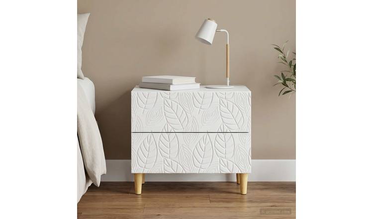 Walplus 2 Drawer Engineered Wood Bedside Table - White - 62 x 34.5 x 48 cm