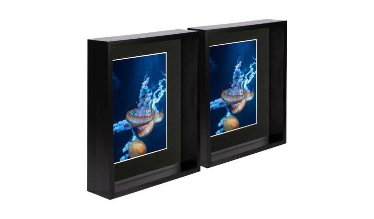 Nicola Spring 8" x 10" Black 3D Deep Box Photo Frame 5" x 7" Mount - Set of 5