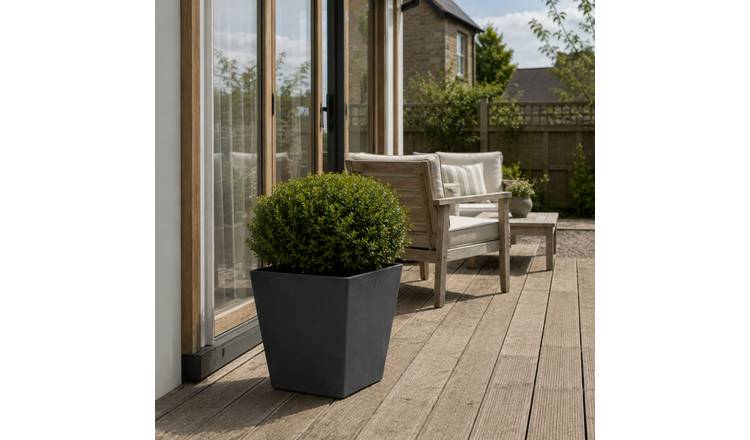 Fargro Home and Garden 83L Polystone Square Plant Pot - Charcoal Black