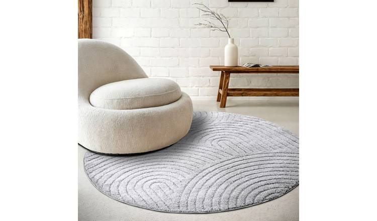 Hanse Home Grey New York Panglao Geometric High Low Round Rug - 160cm