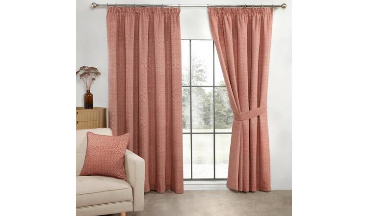 Sundour Aztec Pencil Pleat Curtains - Salsa - 117 x 229cm