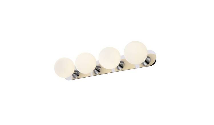 Cosylyte Bowen Bathroom 4 Light Classic Opal Glass Ceiling Flush Light - Chrome