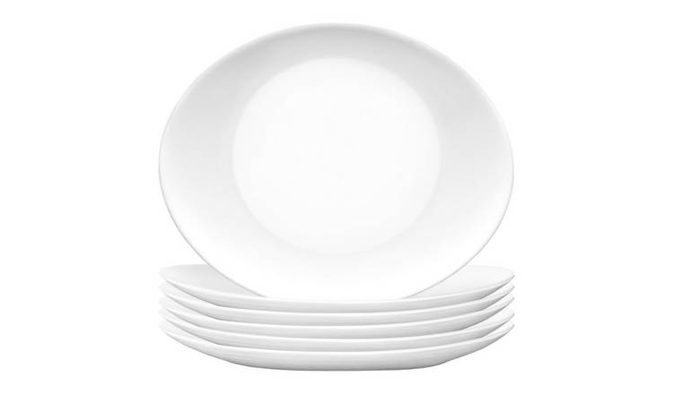 Bormioli Rocco Prometeo Oval Glass Steak Plates - White - Pack of 6