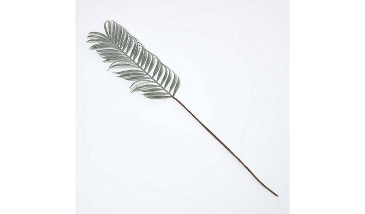Homescapes Handcrafted Glitter Palm Leaf Single Stem - Green