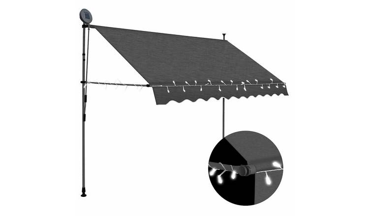 Walplus Electric Polyester Retractable Awning - Anthracite - 300 x 120 cm