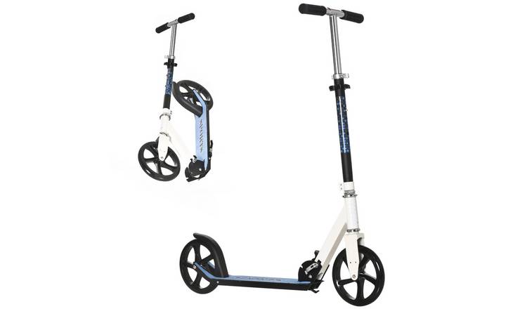 HOMCOM 5 Years Plus 2 Wheel Foldable Adjustable Stunt Scooter – White