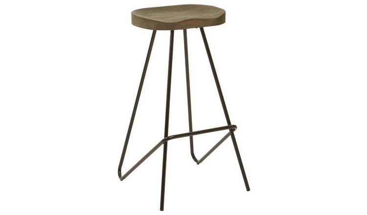 Orsina District Elm Wood Bar Stool – Natural & Black