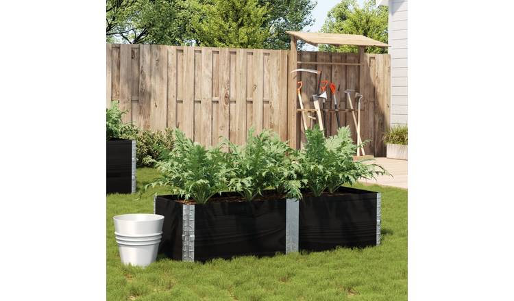 Walplus Wood Garden Planter - Black - 150 x 50 x 41 cm