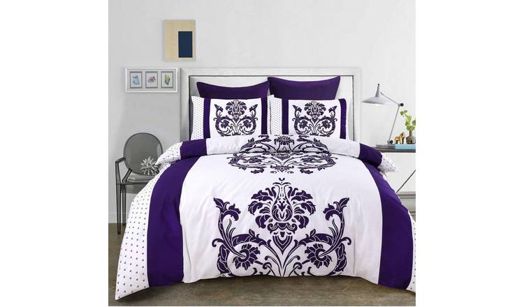 HomeSpace Direct Darcy Plum Duvet Cover Set - Double