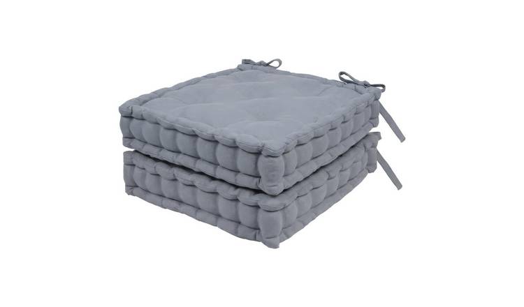 Harbour Housewares Square Seat Pads - 40 x 40cm - Grey - Pack of 2
