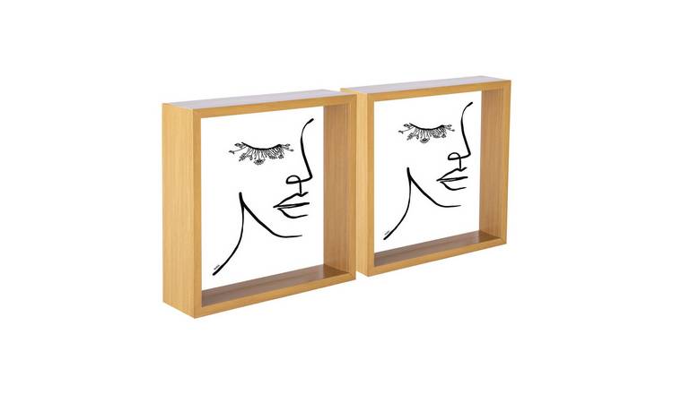 Nicola Spring 3D Deep Box Photo Frames - 8 x 8" - Set of 5 - Light Wood