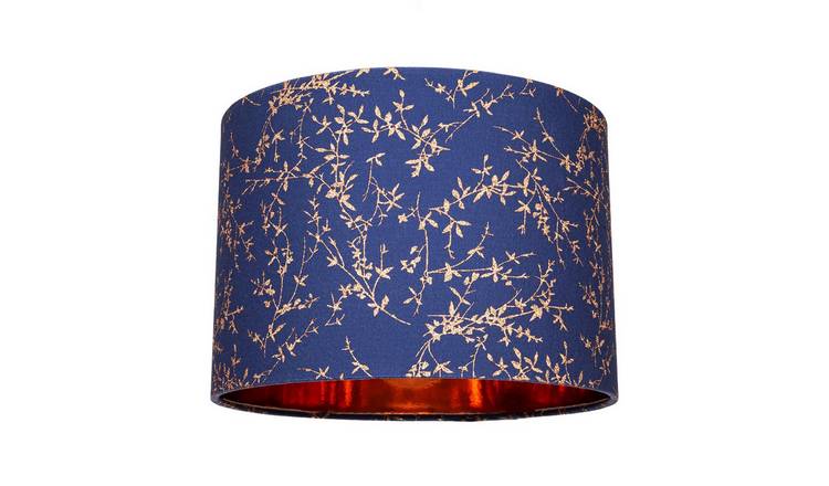 Happy Homewares Navy Blue Cotton Fabric with Copper Foil Lampshade - 30cm