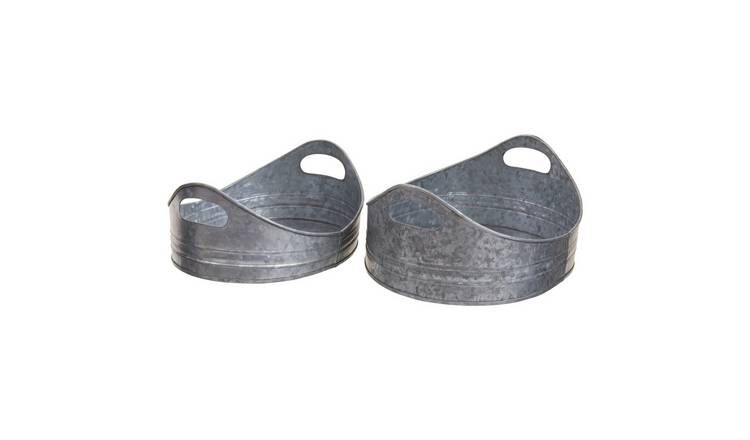 Orsina Drummond Set Of Two Galvanised Steel Oval Trays