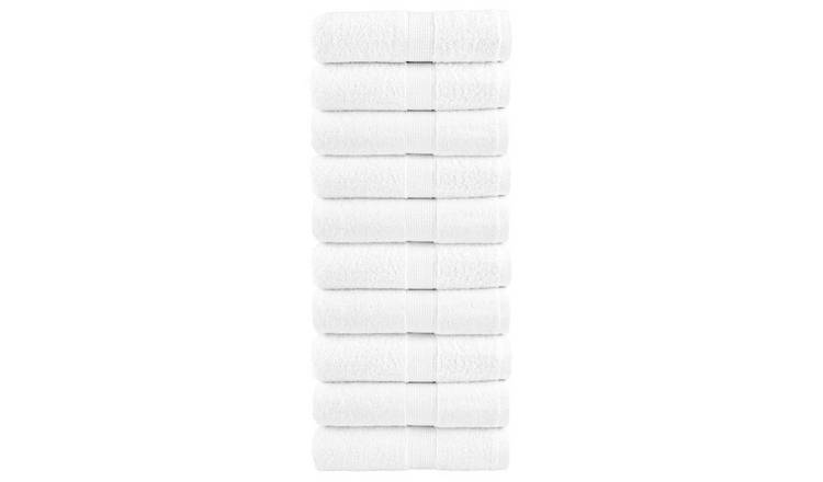 Walplus Pack of 10 Cotton Guest Towels - White - 30 x 50 cm