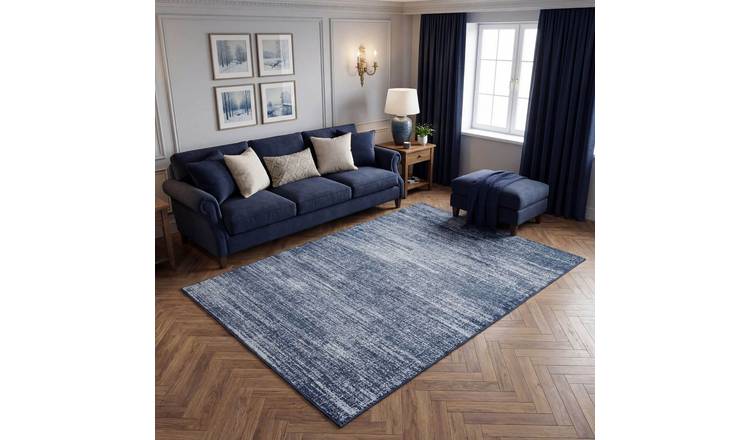 The Rugs Navy Montana Abstract  Rug - 80 x 150cm