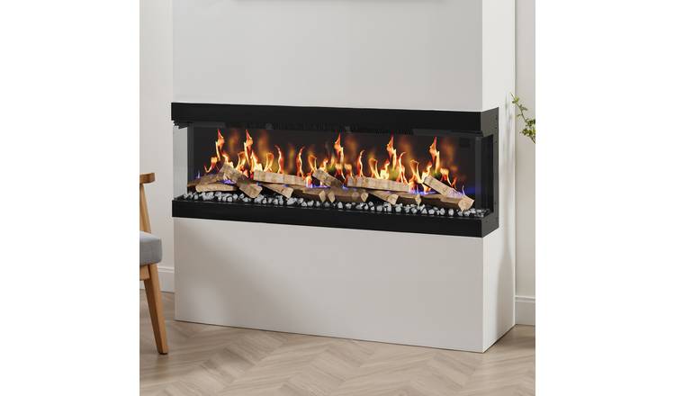 Living and Home 60 Inch 3-Sided Smart Electric Fireplace - Black