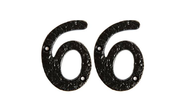 Hammer & Tongs Rustic Iron Numeral - Number 6 - Black - Pack of 2