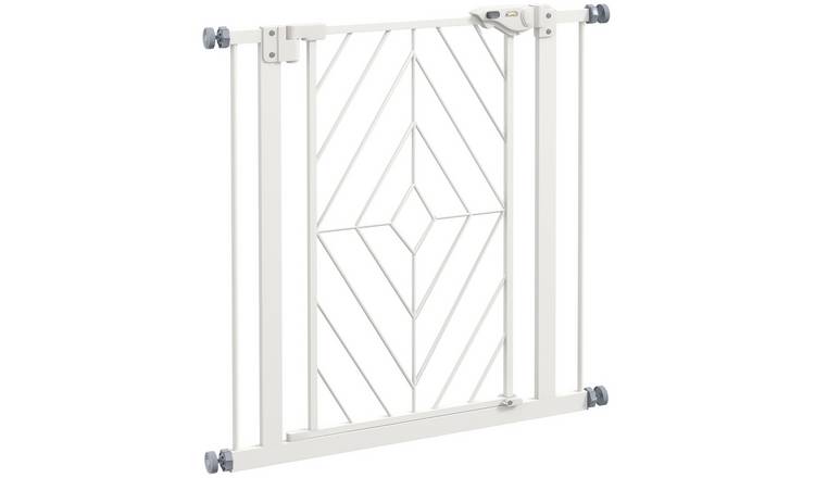 PawHut Pressure Auto Closing Double Locking Pet Safety Gate - 74-80cm - White