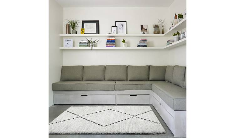 Mega Flooring White Modern Geometric Rug - 200 x 290cm